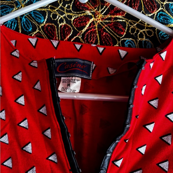 Vintage Retro Red Geometric Women's Top - Picture 2 of 4